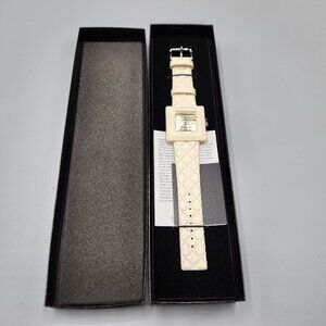 Joan Rivers Classics Collection Watch Ivory Cream Square V377 NEW Needs Battery